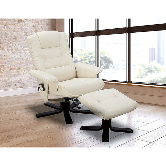 PU Leather Massage Chair Recliner Ottoman Lounge Remote