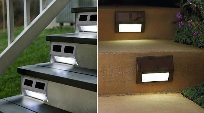 Electronics,Home & Garden,Home Deco,Outdoors,End Of Season - 4X Solar Powered Stainless Steel LED Step Lights