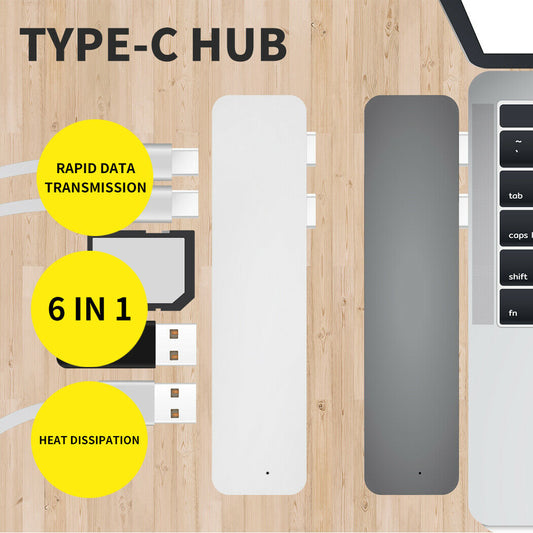 USB 3.0 Type-C HUB 6 Port Powered Adapter for Macbook pro