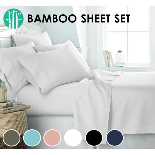 2000TC Bamboo Blend Cooling Sheet Set Ultra Soft Breathable Flat Sheet All Size