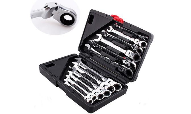 Tools - 12 Piece Flexible Head Ratchet Spanner Set